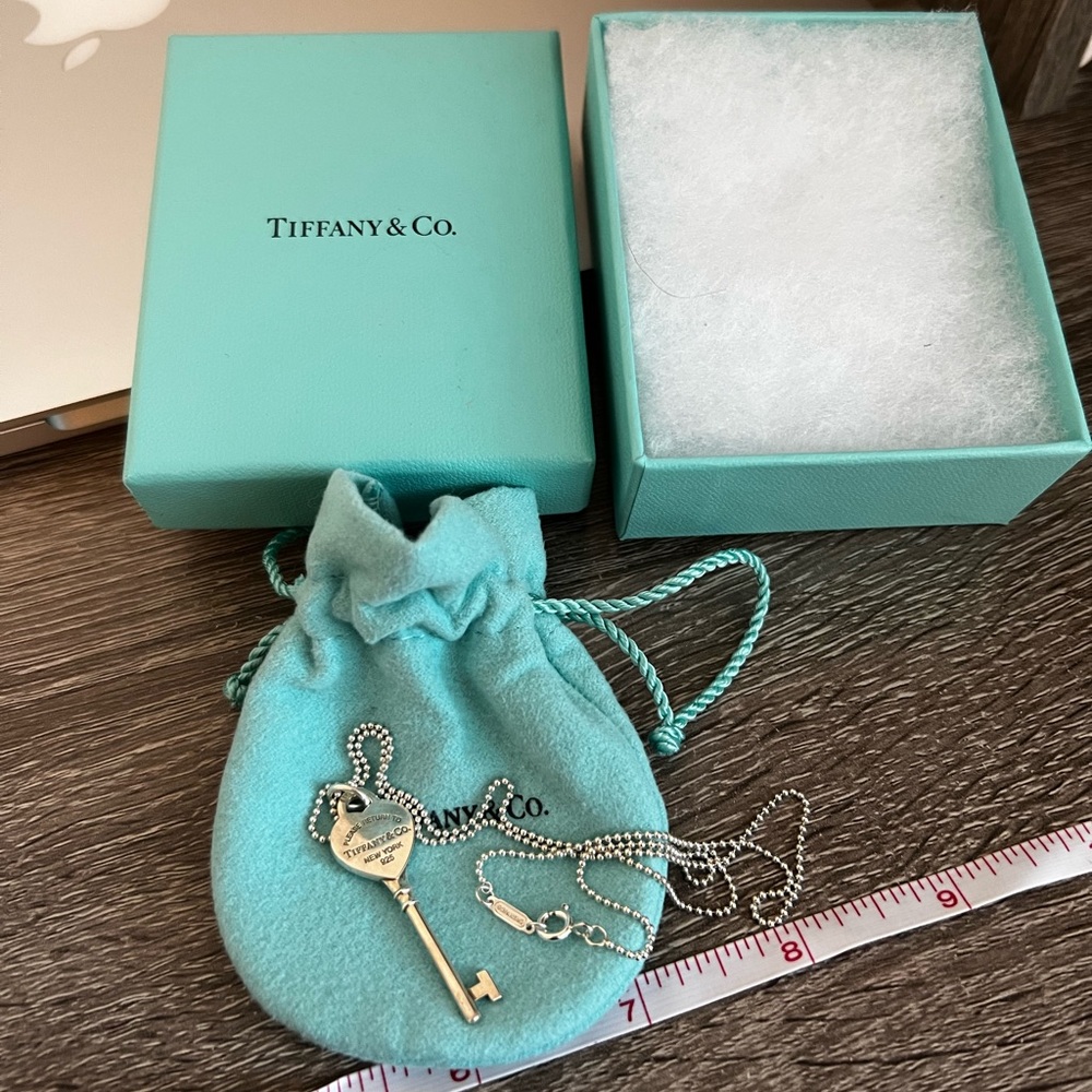 Tiffany & Co. Heart Key Charm Pendant with Chain